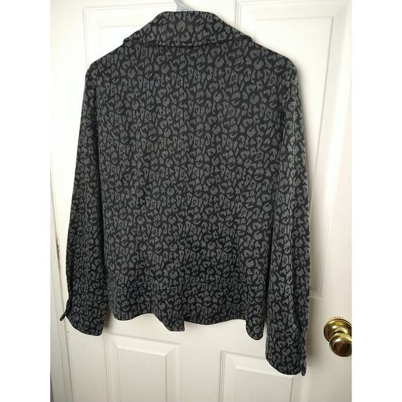 Garfield & Marks Woman M Blazer Black Grey Animal Print Two Button Belt... - Picture 11 of 11